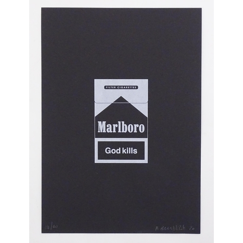 1833 - Alex Bucklee, 21st century, Limited edition screen print, God Kills - Marlboro. Signed and numbered ... 