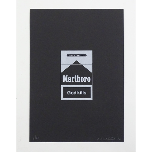 1833 - Alex Bucklee, 21st century, Limited edition screen print, God Kills - Marlboro. Signed and numbered ... 