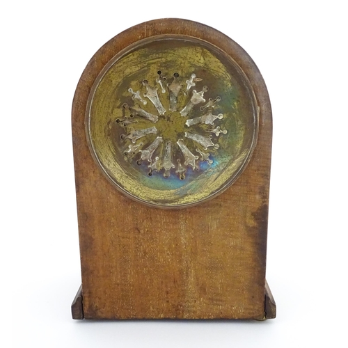 1292 - A 19thC arch top mantel clock, the flame mahogany case with boxwood and ebony stringing, enamelled d... 