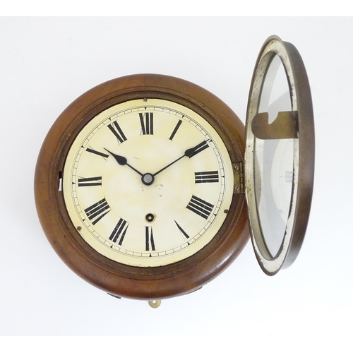 1305 - A mahogany cased wall clock, the movement stamped W & H Sch for Winterhalder & Hofmeier Schwaerzenba... 