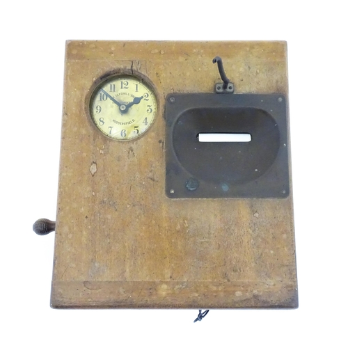 1306 - A mahogany cased clocking in clock by Gledhill - Brook Time Recorders Ltd Huddersfield and numbered ... 