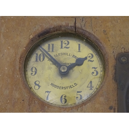 1306 - A mahogany cased clocking in clock by Gledhill - Brook Time Recorders Ltd Huddersfield and numbered ... 