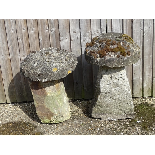 1324 - Two carved staddlestones / steddle stones , the largest approx 23 1/2