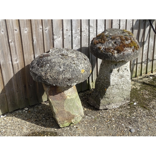 1324 - Two carved staddlestones / steddle stones , the largest approx 23 1/2