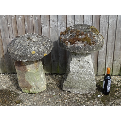 1324 - Two carved staddlestones / steddle stones , the largest approx 23 1/2