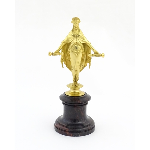 1013 - A late 19th / early 20thC Continental gilt bronze sculpture depicting an allegorical figure, possibl... 