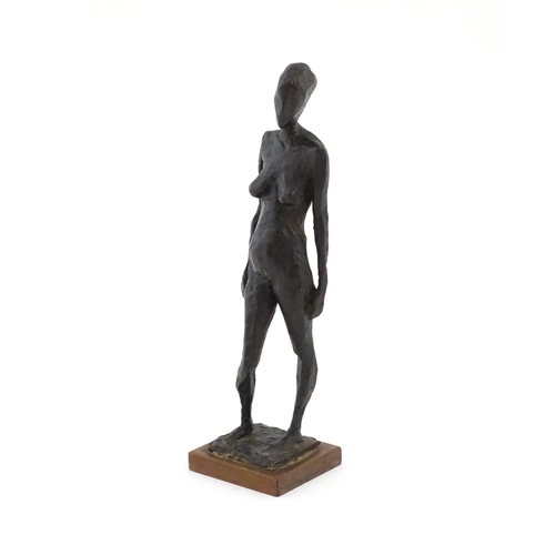 1017 - A 20thC bronze sculpture depicting a standing female nude, Linda, by Nigel Konstam (b. 1932). Artist... 