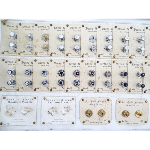 1056 - A quantity of assorted 20thC stud / button and cufflink salesman samples to include various shapes a... 