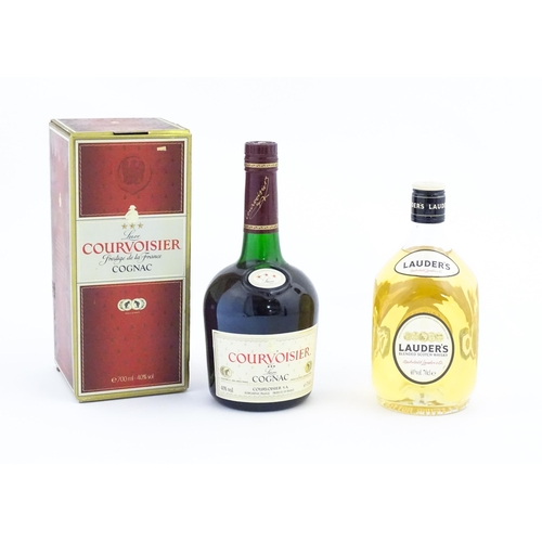 1101 - A 70cl bottle of Lauder's Scotch whisky, together with a boxed 700ml bottle of Courvoisier Luxe cogn... 