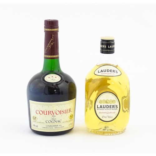 1101 - A 70cl bottle of Lauder's Scotch whisky, together with a boxed 700ml bottle of Courvoisier Luxe cogn... 