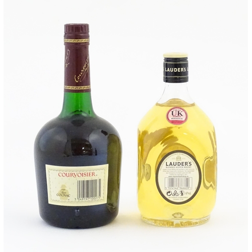 1101 - A 70cl bottle of Lauder's Scotch whisky, together with a boxed 700ml bottle of Courvoisier Luxe cogn... 