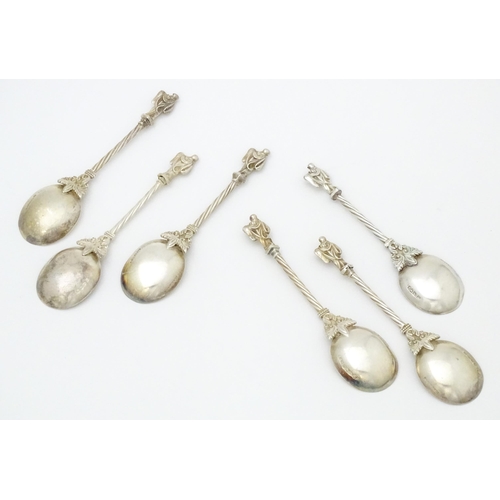 537 - Six Victorian silver apostle teaspoons, hallmarked Chester 1887, maker Henry Charles Freeman. Approx... 