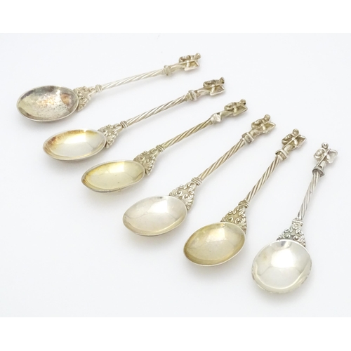 537 - Six Victorian silver apostle teaspoons, hallmarked Chester 1887, maker Henry Charles Freeman. Approx... 