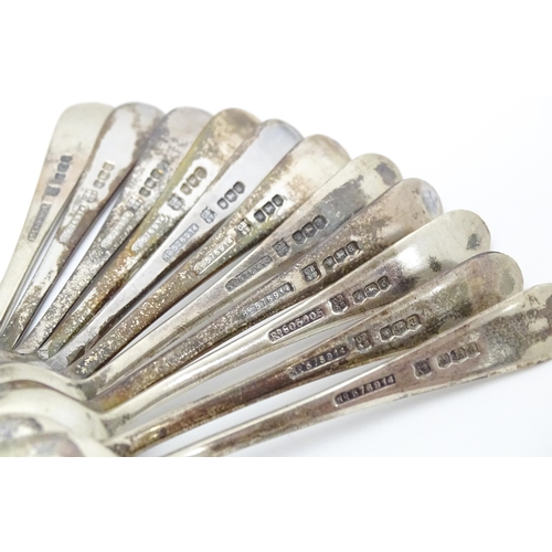 539 - Eleven silver teaspoons with engraved armorials to handles, hallmarked Sheffield 1918, maker Cooper ... 