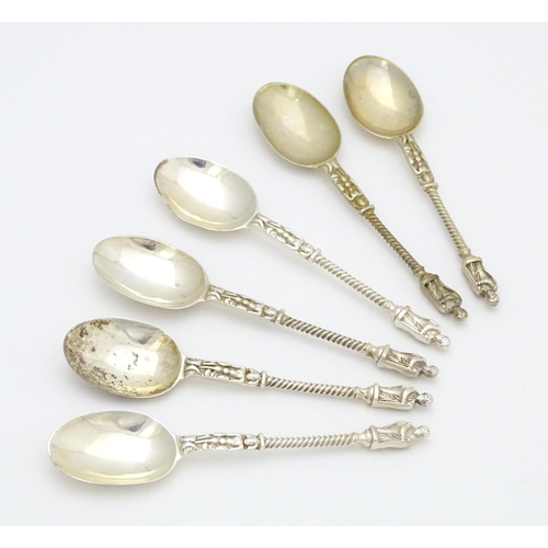 540 - Six Victorian silver apostle teaspoons, hallmarked London 1883, maker Henry John Lias & James Wakely... 