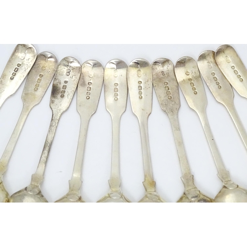 541 - Ten Victorian silver Fiddle pattern egg spoons, hallmarked London 1848, maker Elizabeth Eaton. Appro... 