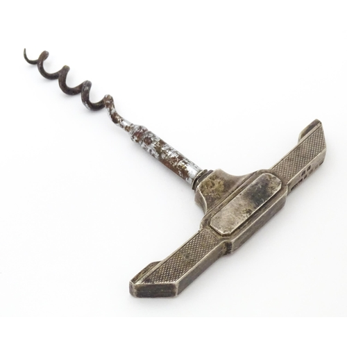 542 - An Art Deco silver corkscrew with engine turned decoration, hallmarked Birmingham 1935, maker G W Le... 