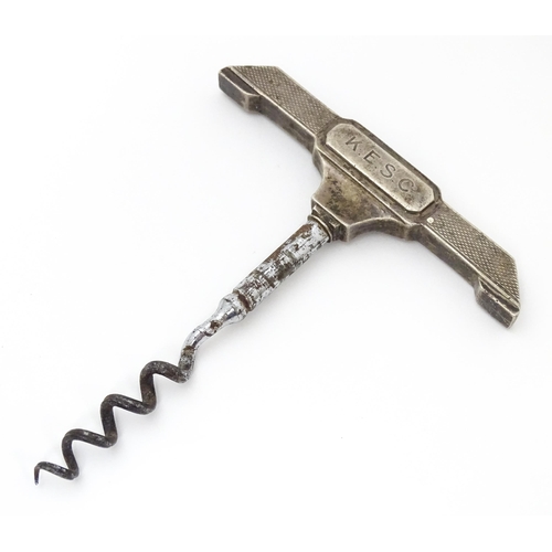 542 - An Art Deco silver corkscrew with engine turned decoration, hallmarked Birmingham 1935, maker G W Le... 