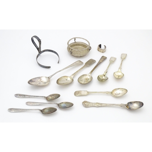 544 - Assorted silver, white metal and silver plate items to include a Continental .835 silver strainer st... 