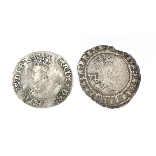 782 - Coins: Two hammered silver coins, comprising a James I coin and a Mary I coin (2)