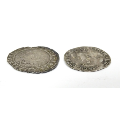 782 - Coins: Two hammered silver coins, comprising a James I coin and a Mary I coin (2)