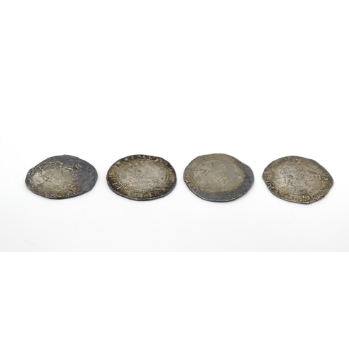 783 - Coins: Four hammered silver coins to include James I and Charles I examples (4)