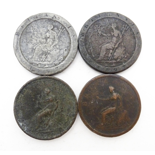 784 - Coins: A quantity of George III coins to include a cartwheel penny dated 1797, etc. (15)