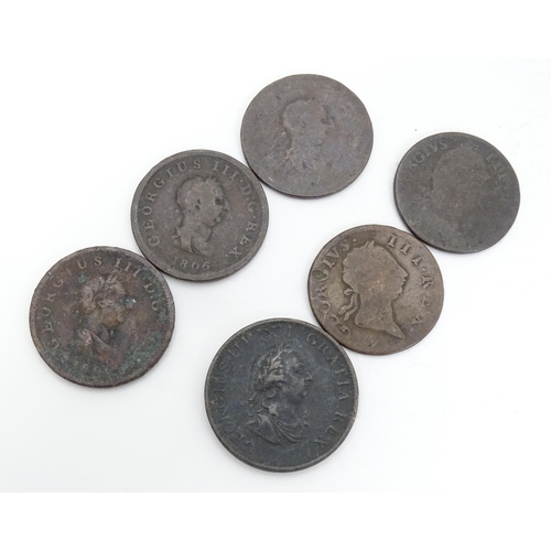 784 - Coins: A quantity of George III coins to include a cartwheel penny dated 1797, etc. (15)