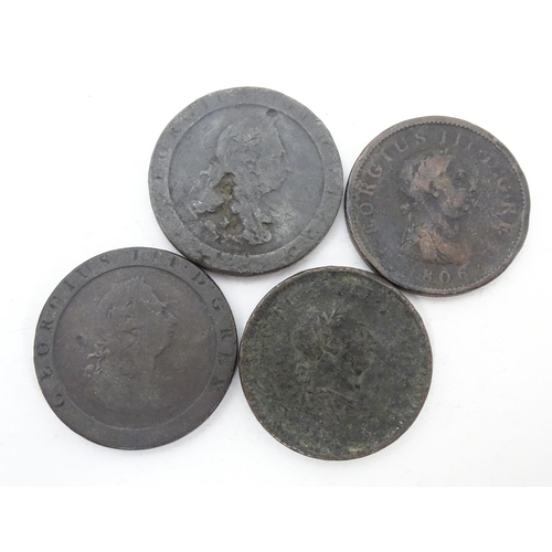 784 - Coins: A quantity of George III coins to include a cartwheel penny dated 1797, etc. (15)