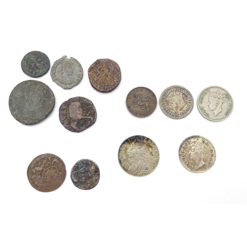 784A - Coins: A quantity of assorted coins various examples to include a British Ionian Islands 1 Lepton 18... 