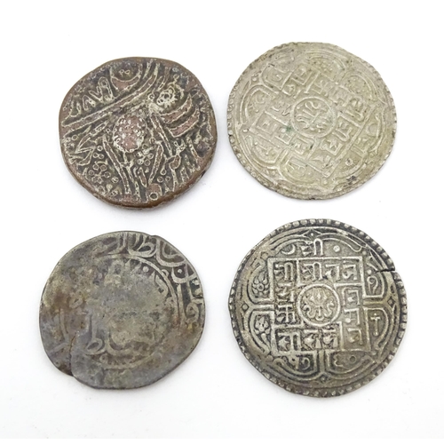 784B - Coins: A quantity of old coins to include Indian Rupees, Nepalese examples, etc. (13)