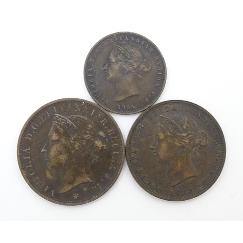 785A - Coins: Eight 19thC Channel Island coins to include examples for Jersey and Guernsey (8)