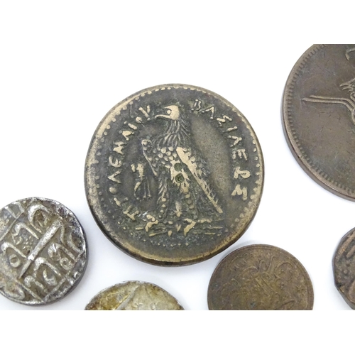 785B - Coins: A quantity of assorted old coins to include examples from Persia, Morocco, Egypt, etc. to inc... 