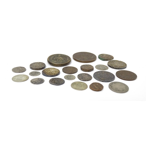 785B - Coins: A quantity of assorted old coins to include examples from Persia, Morocco, Egypt, etc. to inc... 