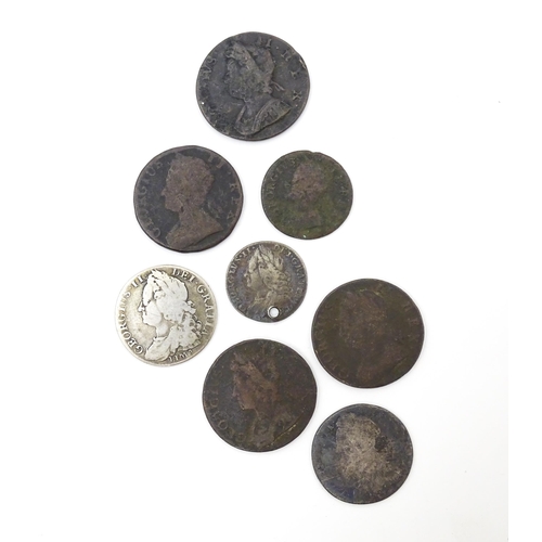 788 - Coins: A quantity of assorted George II coins to include some silver examples (8)