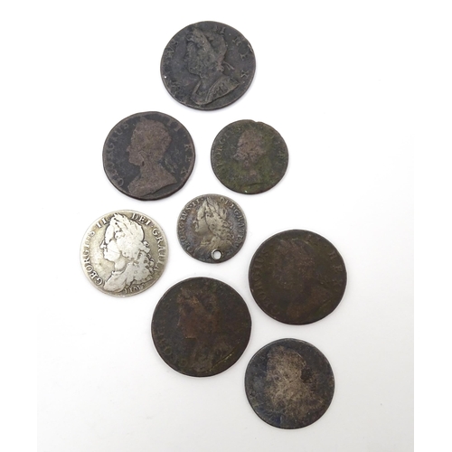 788 - Coins: A quantity of assorted George II coins to include some silver examples (8)