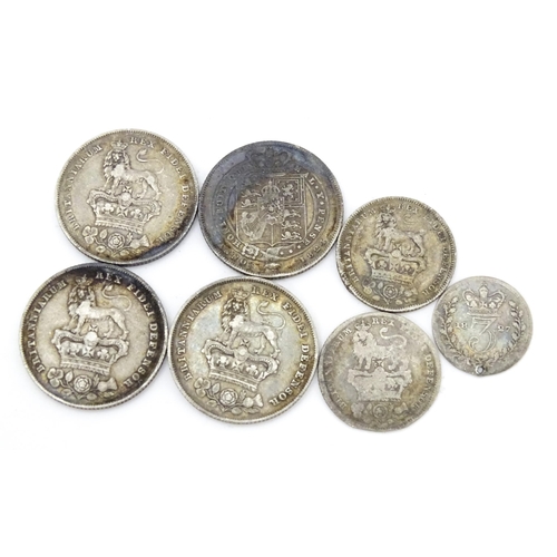 789A - Coins: Assorted 18th and 19thC coins to include George III, George IV, a Queen Anne, some silver exa... 