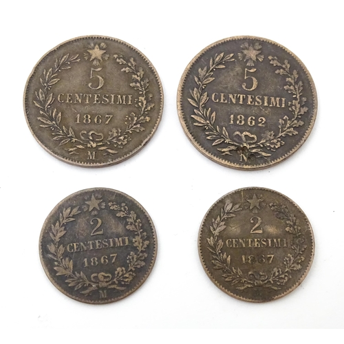 789B - Coins: A quantity of Italian coins to include a Sardinian 5 Lire 1824, Tornesi 1833, Leopold II Tusc... 