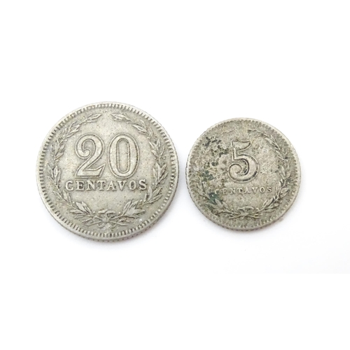 790B - Coins : A quantity of assorted 19thC and later Hispanic coins to include examples from Spain, Brazil... 