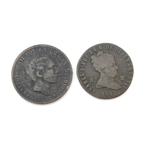 790B - Coins : A quantity of assorted 19thC and later Hispanic coins to include examples from Spain, Brazil... 