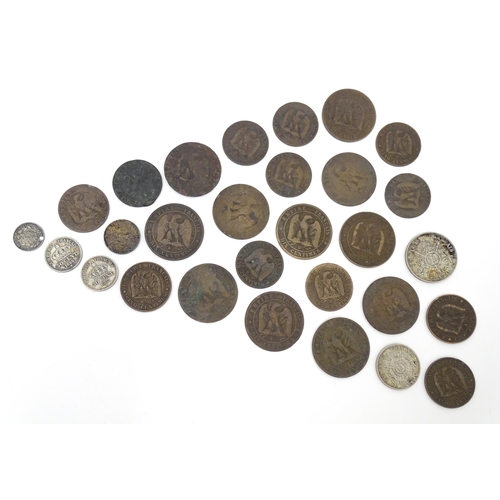 791 - Coins: A quantity of assorted 18thC and later French coins to include some silver examples (approx. ... 