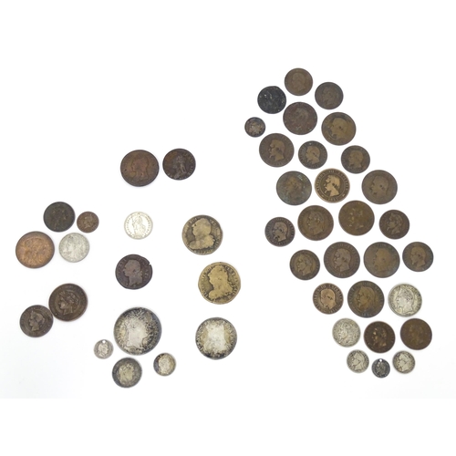 791 - Coins: A quantity of assorted 18thC and later French coins to include some silver examples (approx. ... 