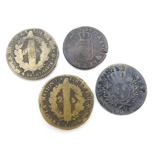 791 - Coins: A quantity of assorted 18thC and later French coins to include some silver examples (approx. ... 