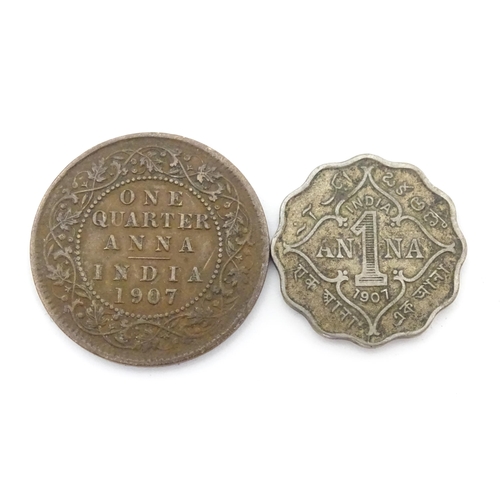 792A - Coins: A quantity of assorted Victorian Indian coins to include Rupees, Annas, etc. to include examp... 