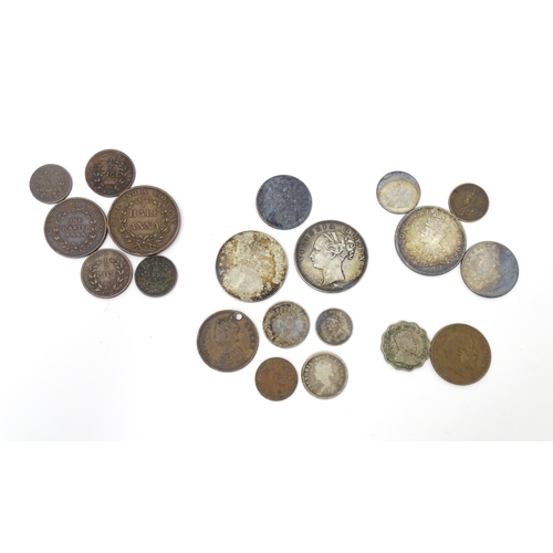 792A - Coins: A quantity of assorted Victorian Indian coins to include Rupees, Annas, etc. to include examp... 