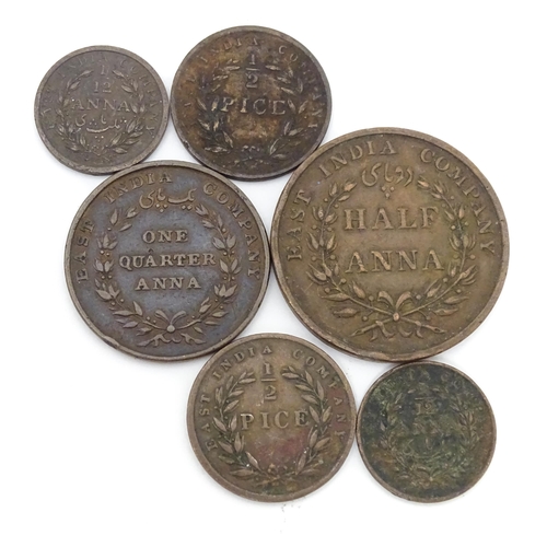 792A - Coins: A quantity of assorted Victorian Indian coins to include Rupees, Annas, etc. to include examp... 