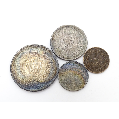 792A - Coins: A quantity of assorted Victorian Indian coins to include Rupees, Annas, etc. to include examp... 