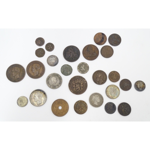 790 - Coins: A quantity of assorted Continental coins to include examples from Belgium, Denmark, Sweden, G... 