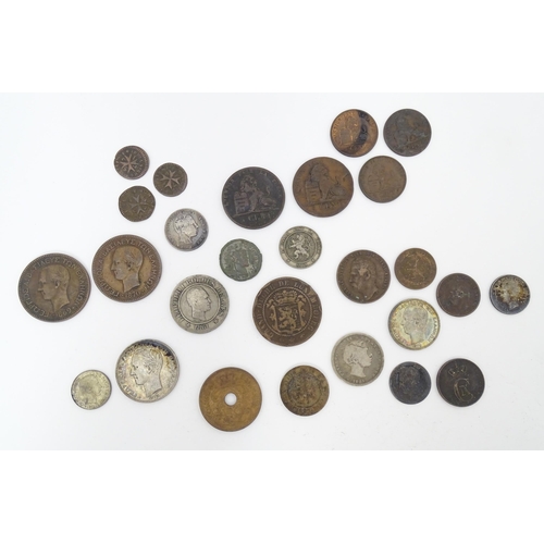 790 - Coins: A quantity of assorted Continental coins to include examples from Belgium, Denmark, Sweden, G... 