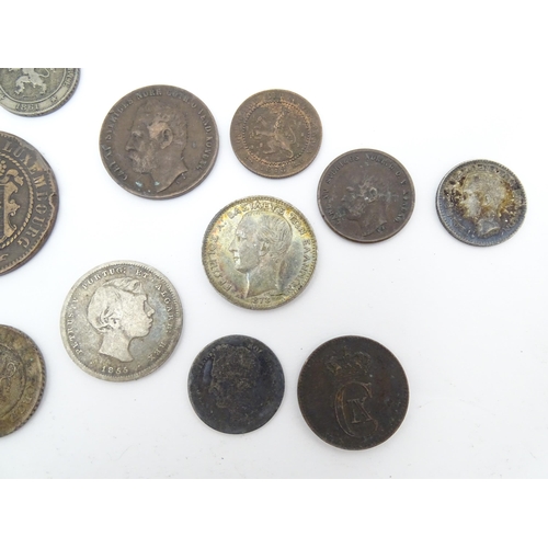 790 - Coins: A quantity of assorted Continental coins to include examples from Belgium, Denmark, Sweden, G... 